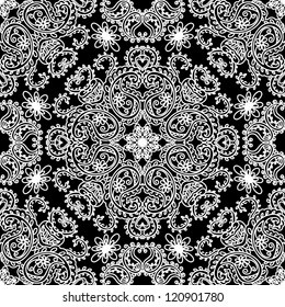 seamless white and black floral pattern background