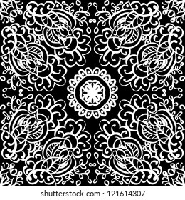 seamless white and black floral pattern background