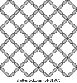 Seamless white and black retro geometric pattern with flowers