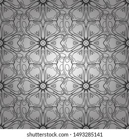 Seamless white and black vintage pattern. Vector old moroccan, arabian and turkish ornaments.