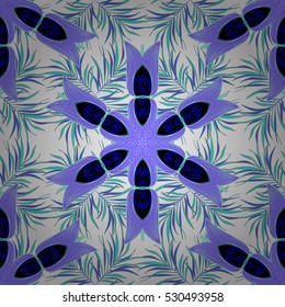 Seamless White Blue Pattern with Round Watercolor Element. Decorative Background