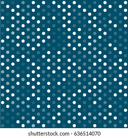 Seamless white and blue polka dot pattern background. Vector illustration