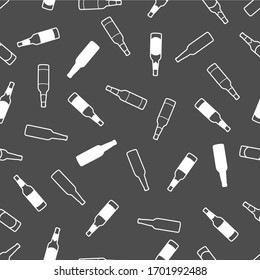 Seamless white bottles pattern on a dark gray background.