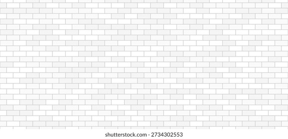 Seamless white brick wall pattern. subway tile background. ceramic tiled texture. Vector illustration usable for interior design and decor.