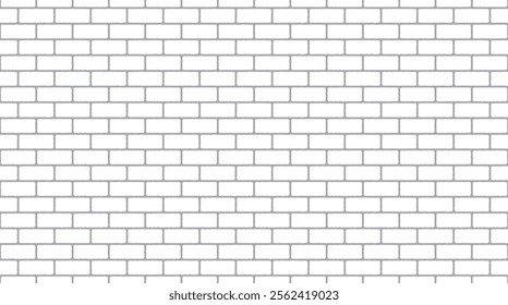 Seamless white brick wall texture, horizontal pattern, light gray grout, minimalistic design.