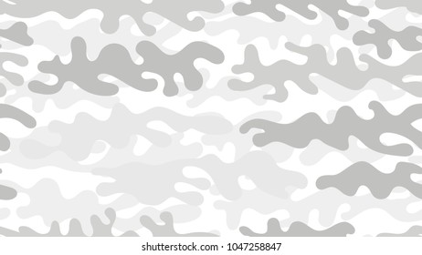 Seamless white camouflage pattern. Repeating bright military clothing texture.