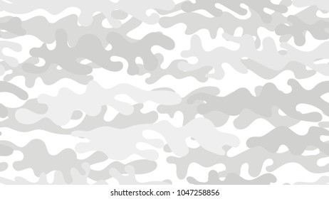 Seamless white camouflage pattern. Repeating bright military clothing texture.