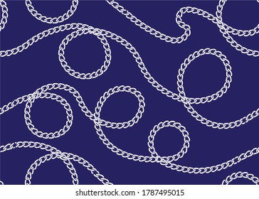 Seamless White Chain Pattern on Navy Background for Fabric and Wallpaper Designs