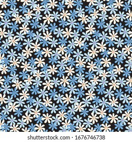 Color Blanco Y Color Azul Sin Percanto, Pequeño Patrón De Flor Con Grupo De Color Negro