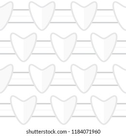 seamless white color tone heart shape pattern background.