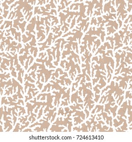 Seamless White Coral Vintage Brown Structure Vector Pattern