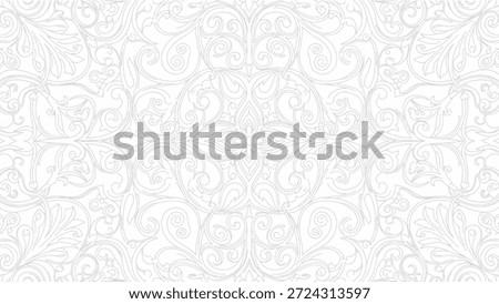 Seamless white damask pattern with intricate floral swirls and decorative elements. Elegant vintage ornamental texture for backgrounds and design.