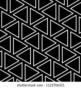 Seamless White Diagonal Triangles Black Background Black White Two-Tone Vector Pattern