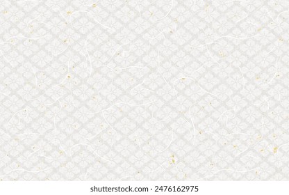 Seamless white diamond pattern on Japanese paper with gold leaf. Vector file has pattern registration in swatch.