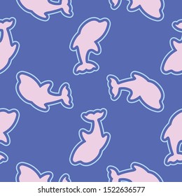 Seamless White Dolphin Pattern Blue Background. Vector Illustration EPS 10.
