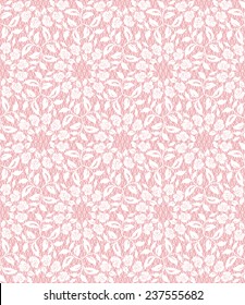 Seamless white floral lace on a pink background