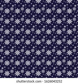 seamless white floral pattern on blue background