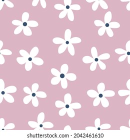 Se utiliza un patrón floral blanco inmaculado sobre fondo rosado para papel, tela, papel e impresiones.