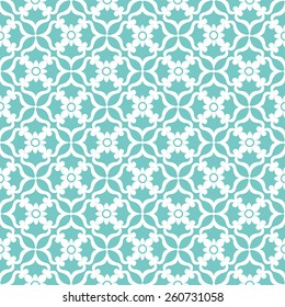 Seamless white floral pattern on a green background