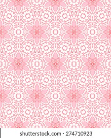 Seamless white floral pattern on a pink background