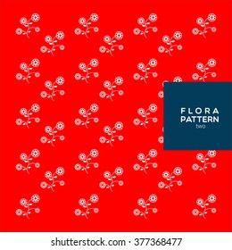 seamless white floral pattern on red background.