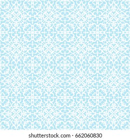 Seamless white floral pattern on a blue background