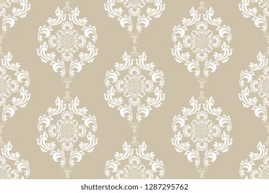 Seamless white floral wallpaper pattern. Floral ornament on background. Contemporary pattern. Wallpaper pattern
