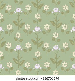 Seamless white flowers decorative pattern