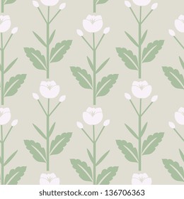 Seamless white flowers decorative pattern
