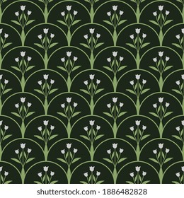 Seamless white flowers decorative pattern