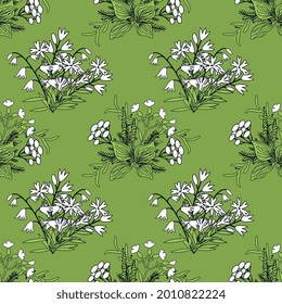 Seamless white flowers decorative pattern