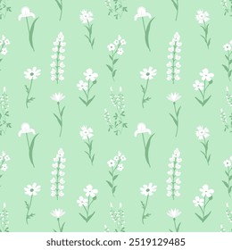 Padrão decorativo de flores brancas sem costura