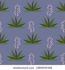 Seamless white flowers vector yucca pattern