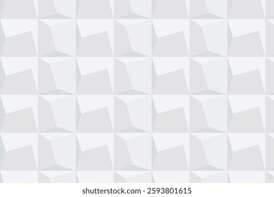 Seamless white geometric pattern with a 3D effect. Modern and minimalistic abstract background, perfect for wallpapers, textures, and futuristic design projects.