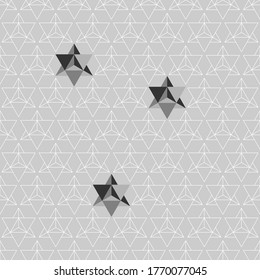 Patrón geométrico gris y blanco sin foco formado por Octaedro Estelado, forma geométrica también llamada estella octangula. El ejemplo se agrega al panel de muestra. Se han añadido tres formas geométricas.