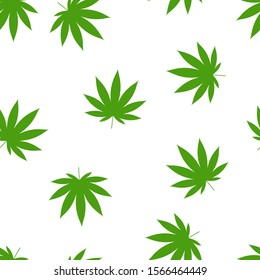 Seamless white and green Cannabis pattern vector