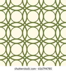 Seamless white green pattern with identical rounds, red lines and oval shapes on the white background vector illustration