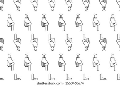 Seamless white hand with wrist bone pattern. Halloween theme background design.
