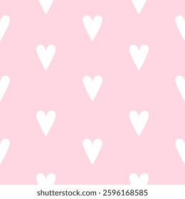 Seamless White Hearts on Pink Background