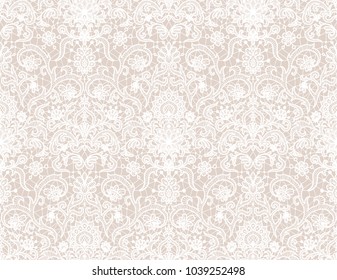 Seamless white lace background with floral pattern