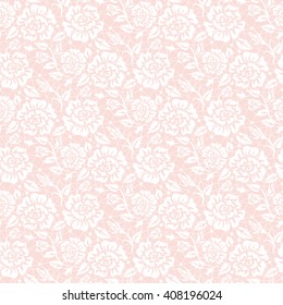 Seamless white lace background with floral pattern