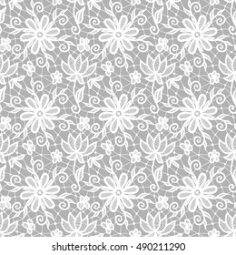 Seamless white lace background with floral pattern