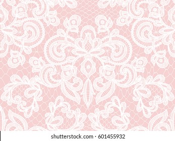 Seamless white lace background with floral pattern