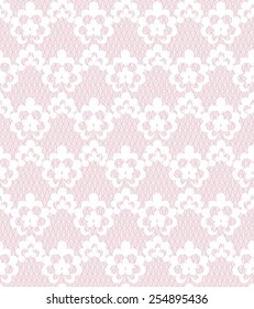 seamless white lace with floral pattern on a pink background