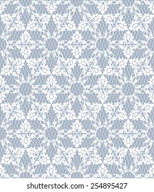 Seamless white lace with pattern on a gray background