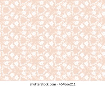 Seamless white lace pattern on a beige background