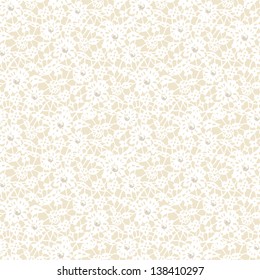 Seamless white lace pattern with pearls