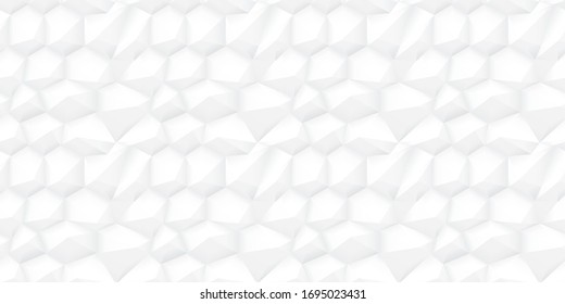 Seamless White Low Poly 3d Diamond Background