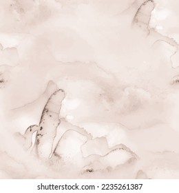 Seamless White Marble. Cream Wall Tile. Brown Light Painting. Beige Floor Vector. Tonal Marble Background. Tonal Gradient Marble. Brown Color Background. Alcohol Ink Background. Modern Alcohol Ink
