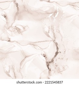 Seamless White Marble. Tonal Marble Background. Cream White Painting. Alcohol Ink Background. Tonal Abstract Vector. Brown Color Background. Beige Ink Paint. Brown Fluid Texture. Modern Alcohol Ink